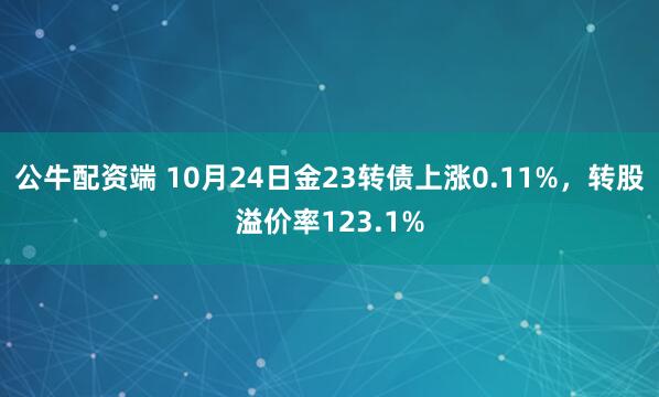 公牛配资端 10月24日金23转债上涨0.11%，转股溢价率123.1%
