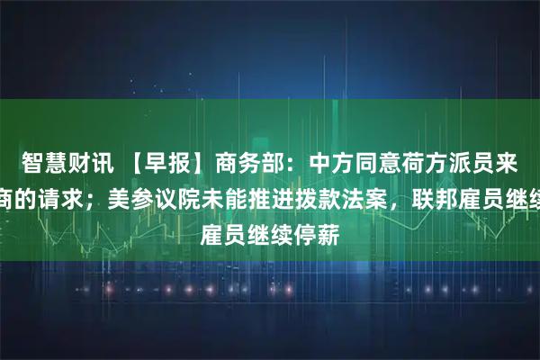 智慧财讯 【早报】商务部：中方同意荷方派员来华磋商的请求；美参议院未能推进拨款法案，联邦雇员继续停薪