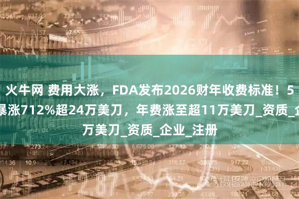 火牛网 费用大涨，FDA发布2026财年收费标准！510(k)费暴涨712%超24万美刀，年费涨至超11万美刀_资质_企业_注册