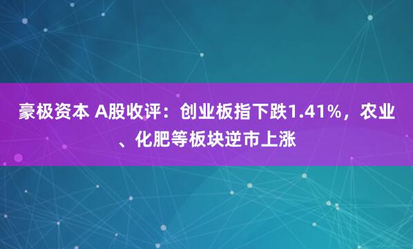 豪极资本 A股收评：创业板指下跌1.41%，农业、化肥等板块逆市上涨
